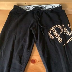 Pink VS sweatpants with leopard print